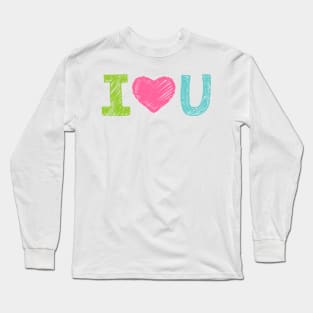 I Love U Chalkboard Drawing Long Sleeve T-Shirt